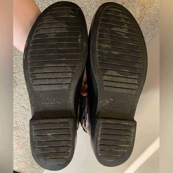 COACH Q8010 TRISHA II Black and Floral Canvas Rubber Rain Boots Size 6 - Picture 9 of 9